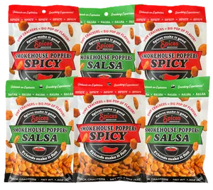 Smokehouse Poppers Snacks - Spicy and Salsa Variety - 1.5 oz bags - 6 ct.