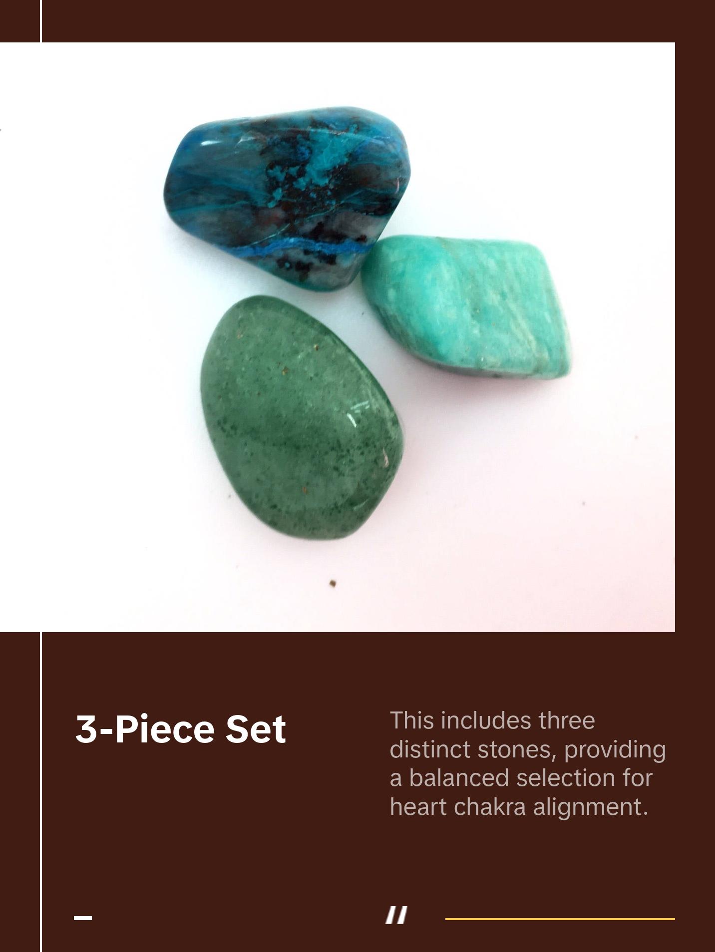 Heart Chakra Stone Set (Tumbled) - Chrysocolla, Amazonite, Green Aventurine - Emotional Healing and Calming Set Heart Chakra Stone Set (Tumbled) - Chrysocolla, Amazonite, Green Aventurine - Emotional Healing and Calming Set