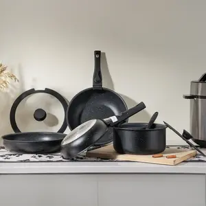 12 Pcs Pots and Pans Set, White Granite Nonstick Cookware Sets Detachable Handle, Stackable Induction Kitchen Cooking Set, Stain & Scratch-resistant