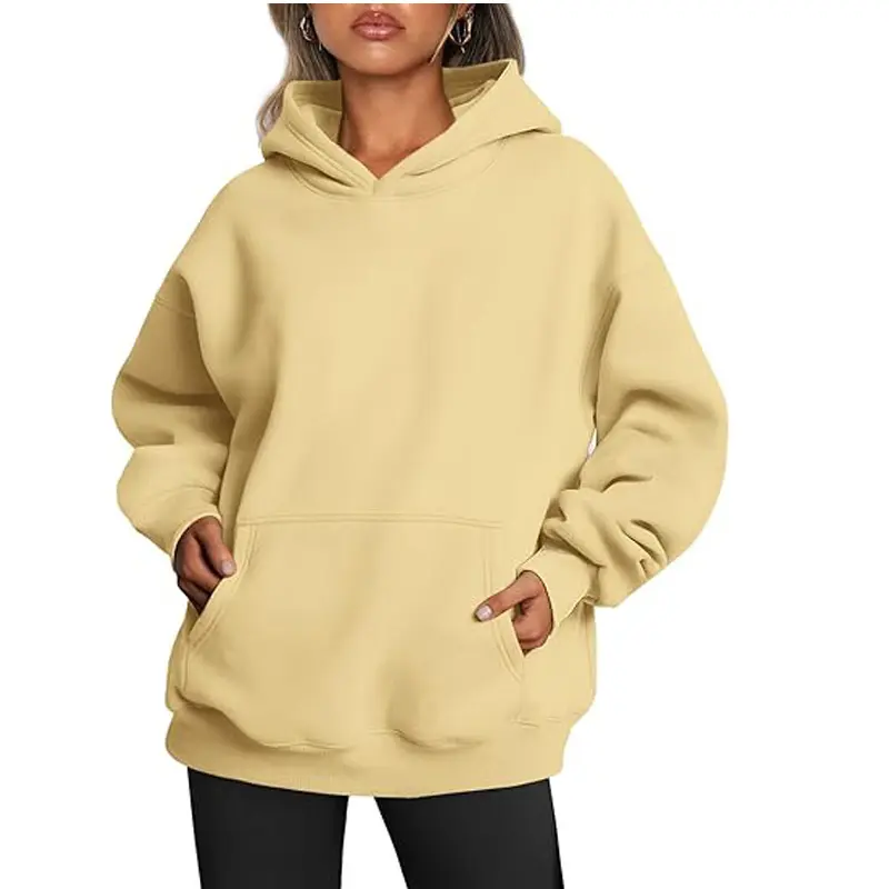 Women's Fashion Fleece Hoodies Oversized Sweatshirts Long Sleeve Loose Fit with Pockets Leggings Fall Winter Y2K Casual Style Comfort Aesthetic Clothes Chic OOTD back to school