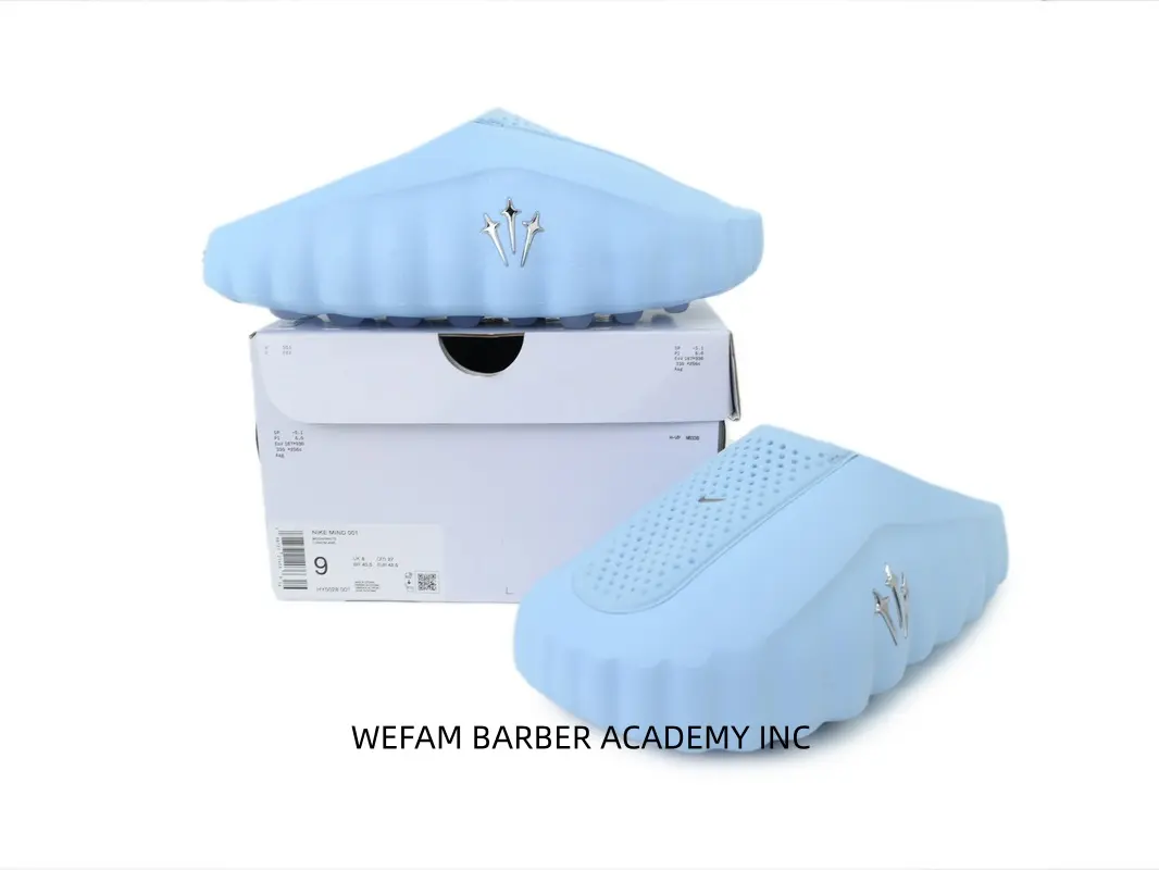 Men's Light Baby Blue EVA Foam Mule Slides - Single Pair Streetwear Footwear, Hollow Cut-Out Upper, Metal Star Emblem, Non-Slip Wavy Sole Casual Street Shoe