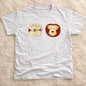 Gildan Men's and Women's T-shirt, Reprint Apple Dog Graphic Tee, Y2k Unisex Graphic Tees Gothic Grunge Emo Scene Amity Affliction Style Clothes Menswear Womenswear Streetwear