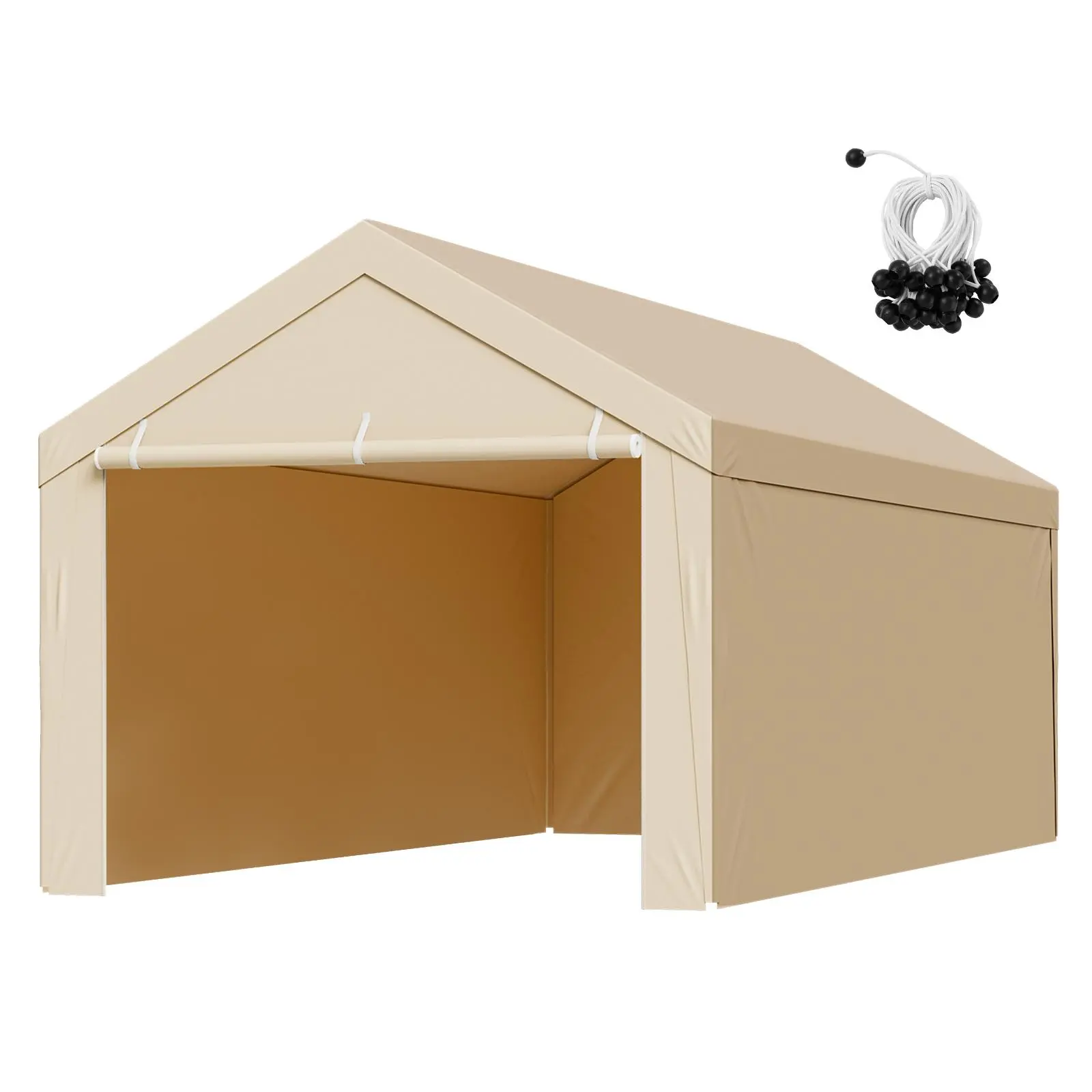 VEVOR 10x20 ft Outdoor Car Canopy Replacement Cover, Heavy-Duty Polyethylene Woven Tarp with Sidewalls, Waterproof, UV-Resistant, Tool-Free Setup, Frame Not Included for Farm Equipment, Pe Woven