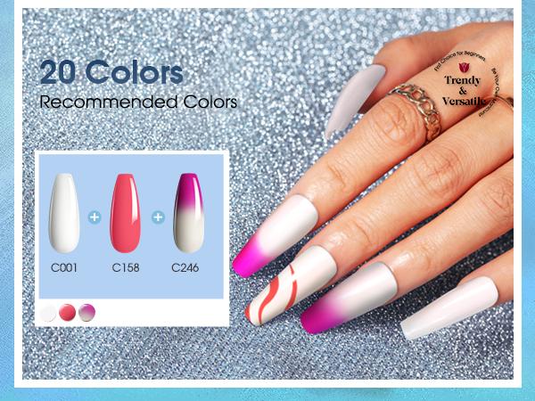 ROSALIND 23Pcs Mini Gel Nail Polish Set - 20Colors Trendy Bright Gel Polish with Base Coat Glitter Glossy Matte Top Coat for All Seasons Beauty Nail Supplies Girl Cute Gifts Requires UV