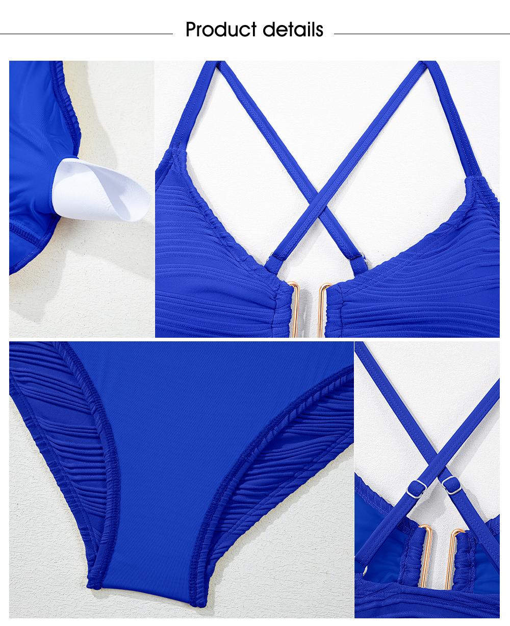 Aleumdr 2 Piece Bikini Set U-Wire Cutout Swimsuit High Waisted Textured 2026 Summer Swimming Clothing Beach Water Sports Tummy Control Swimwear SpringStatements
