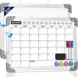 MaxGear Monthly Calendar Dry Erase Board for Wall, 16" x 12" Magnetic Calendar White Board, Small Double-Sided Whiteboard, Hanging Portable for Planning, Drawing, Memo, School, Home, Office