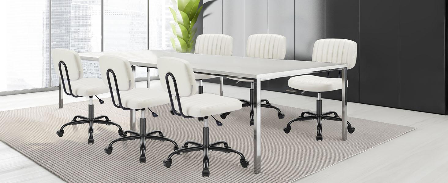 Furnest Compact Office Chair Height Adjustable Rolling Swivel Desk Chair with PU Leather, Armless Task Chair for Small Spaces, Home, Bedroom Furnest Compact Office Chair Height Adjustable Rolling Swivel Desk Chair with PU Leather, Armless Task Chair for Small Spaces, Home, Bedroom