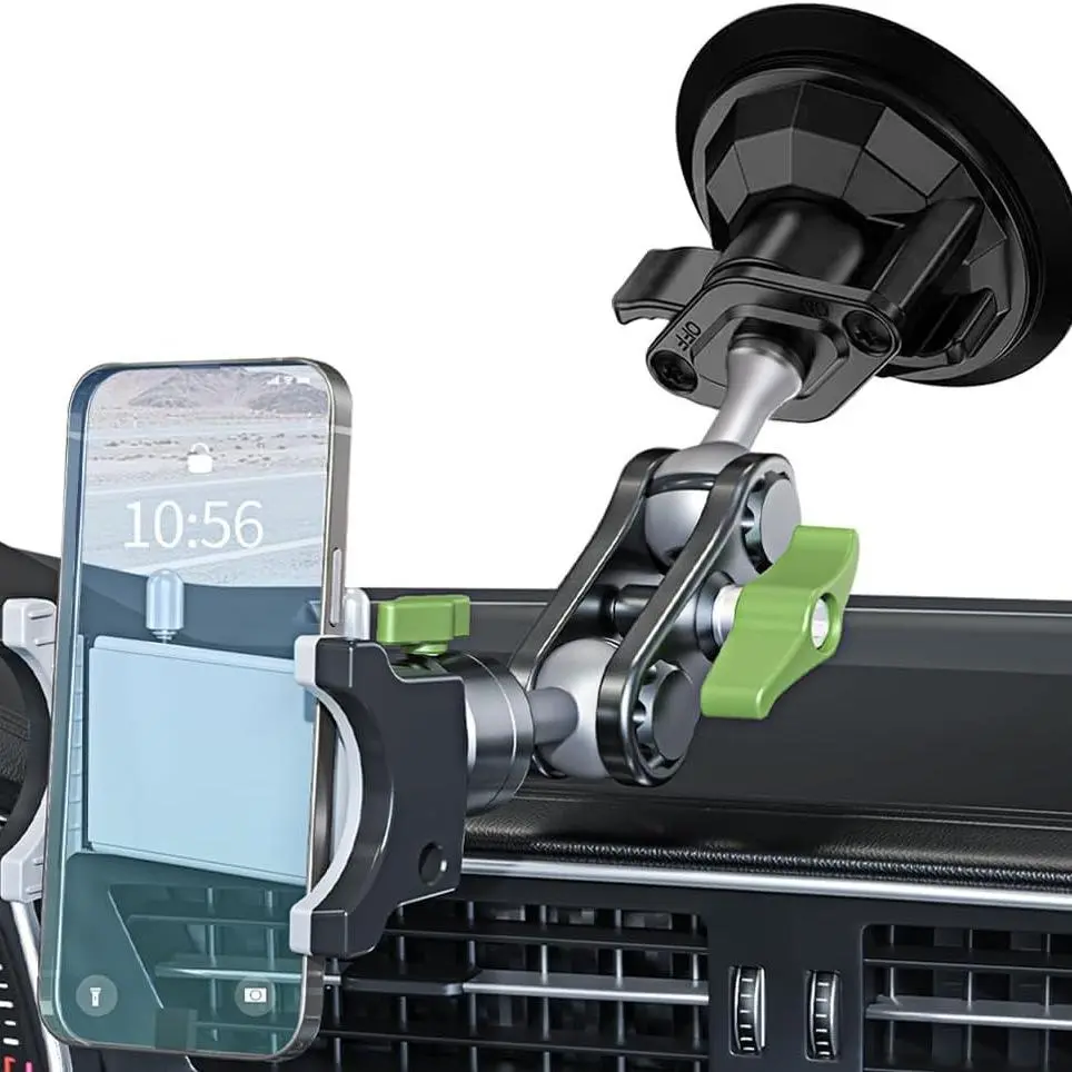 Joytutus 360° Rotatable Car Phone Holder - Ball Head, Tool-Free Suction Mounting Stays, Adjustable Arm, Secure Hold, Compact Design, for Dashboard, Windshield/Sunroof, Capture Videos from Any Angle, Father's Day Gift, Car Interior Accessory