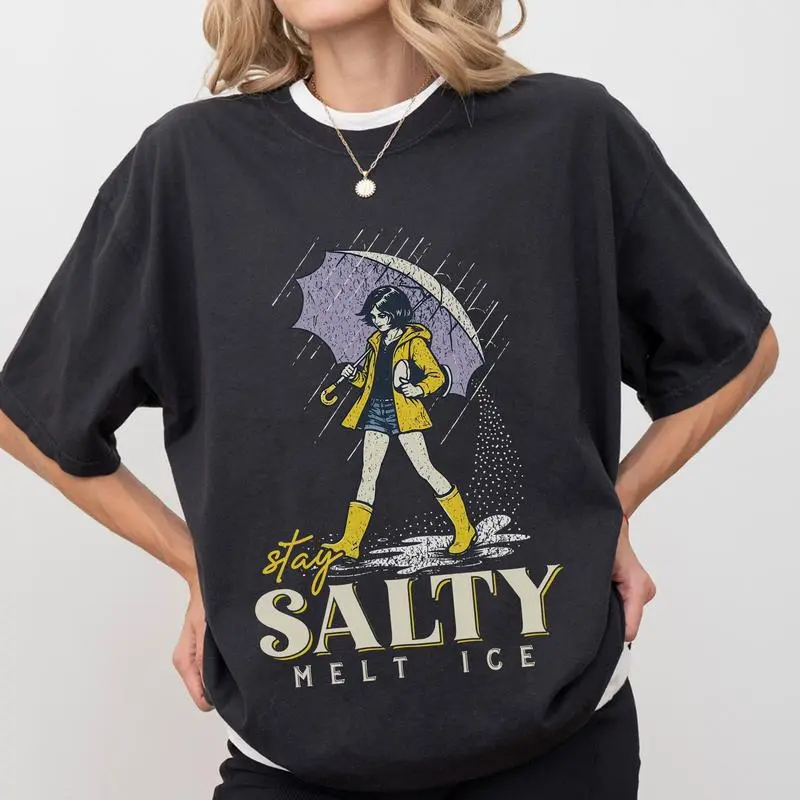 Women's Stay Salty Melt ICE Graphic T-Shirt - Pro Immigration Protest, Social Justice, Short-Sleeve Solid Cotton Seamless Soft Smooth Casual Fabric Top,graphic t shirts tiktok shop.......