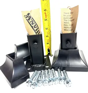REPAIR 1" RUSTY Iron Rail Posts mounts 2 pk KIT NO Welding SLIP-FITS inside 3 3/4" H Black w bolts!