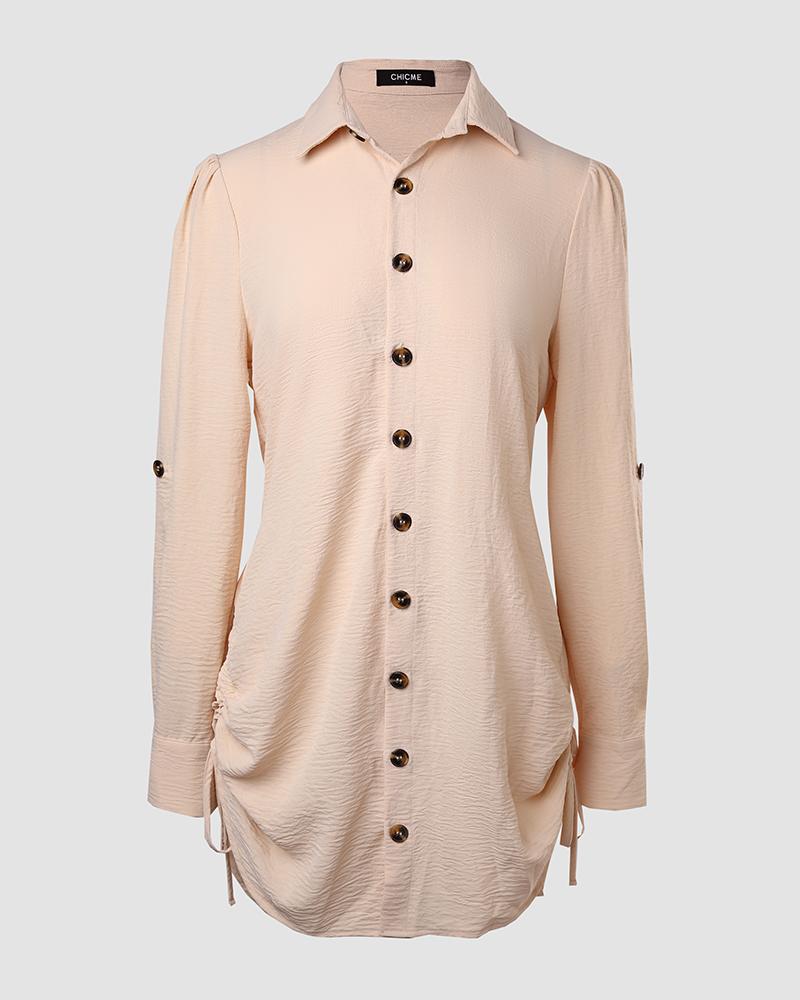 CHICME Women's Polka Dot Stand Collar Long Sleeve Shirt Dress Casual Button Design Mini Dress/April Outfit Elegant Vibe Womenswear