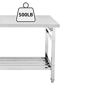 GARVEE 48x24 Inch NSF Certified Stainless Steel Folding Work Table with Undershelf for Kitchen, Laundry, Outdoor Cooking - Heavy Duty Commercial Use