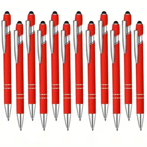 12 Pcs Ballpoint Pen with Stylus Tip, 1.0 Mm Metal Pen Stylus Pen for Touch Screens, 2 in 1 Thank You Pen Gift for Friends, Colleagues, Coworker, Office, Family(Deep Purple)