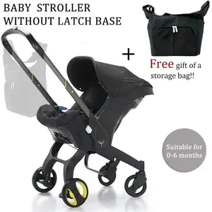 (No latch base)Baby Stroller with Free Bag, 4 Wheels Foldable Newborn Stroller, Equipped with Five Point Seat Belt and A Chest Clip, Can be Pushed in Both Directions, with Shock-absorbing Wheels, Suitable for Traveling, As Halloween  Chrismas Gift,