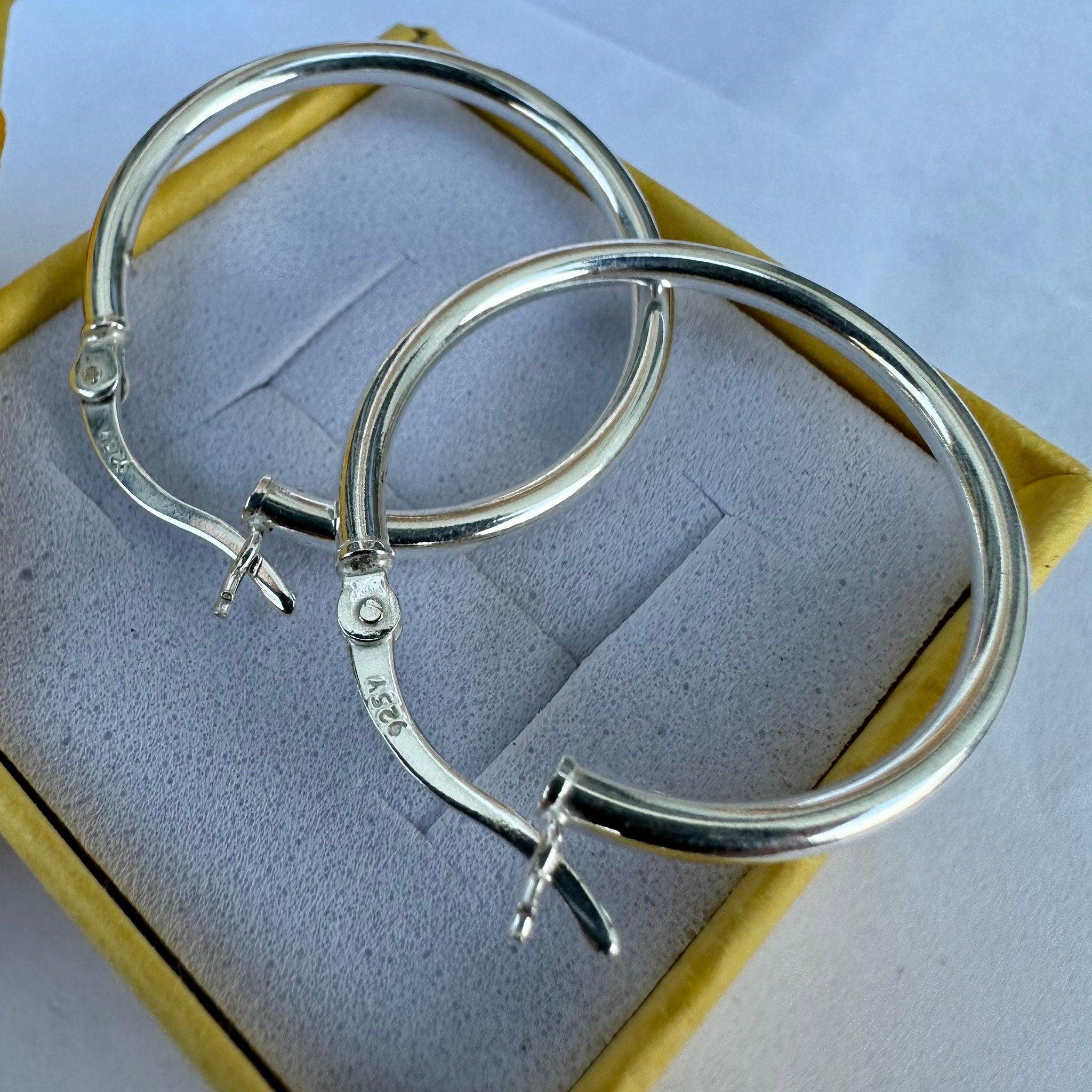 Sterling Silver 925 Italy Small Medium Large Hoop Earrings for Men Women