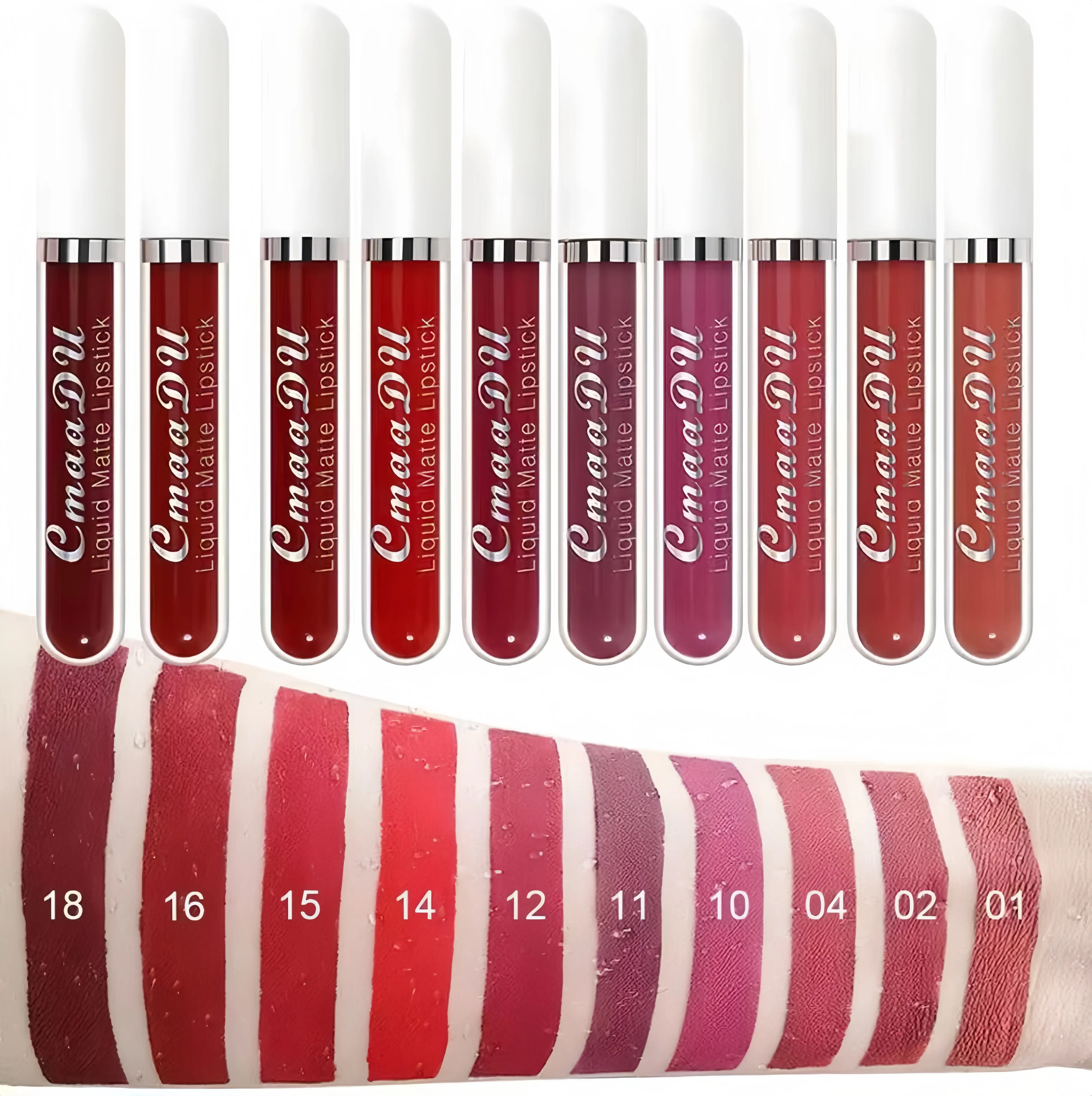 10Pcs Dark Red Liquid Matte Lipstick Set for Black Women, Long-Lasting Waterproof Smudge-Proof, Makeup Cosmetic with Beeswax for Hydrating, Bulk Lipstick Gift Set