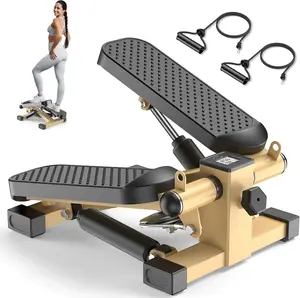 Mini Stepper for Exercise at Home, Stair Stepper Fitness Machine with Resistance Bands and LCD Monitor, Portable Cardio Step Machine for Daily Workout, Compact Stair Climber Trainer for Legs Glutes Core, 220 LBS Capacity Indoor Home Gym Equipment