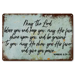 Rustic Vintage Aluminum Religious Metal Sign with Inspiring Biblical Verses - 8x12in Weathered Wall Art for Home Decor, Churches, Spiritual Comfort