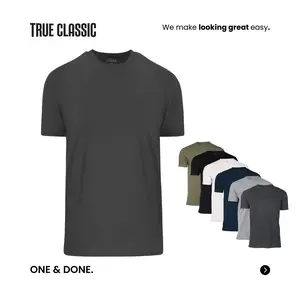 True Classic Men’s Short Sleeve Crew Neck T-Shirt 3-Pack – Premium Fit for Everyday Comfort, Casual Streetwear, Workwear, or Men Gifts