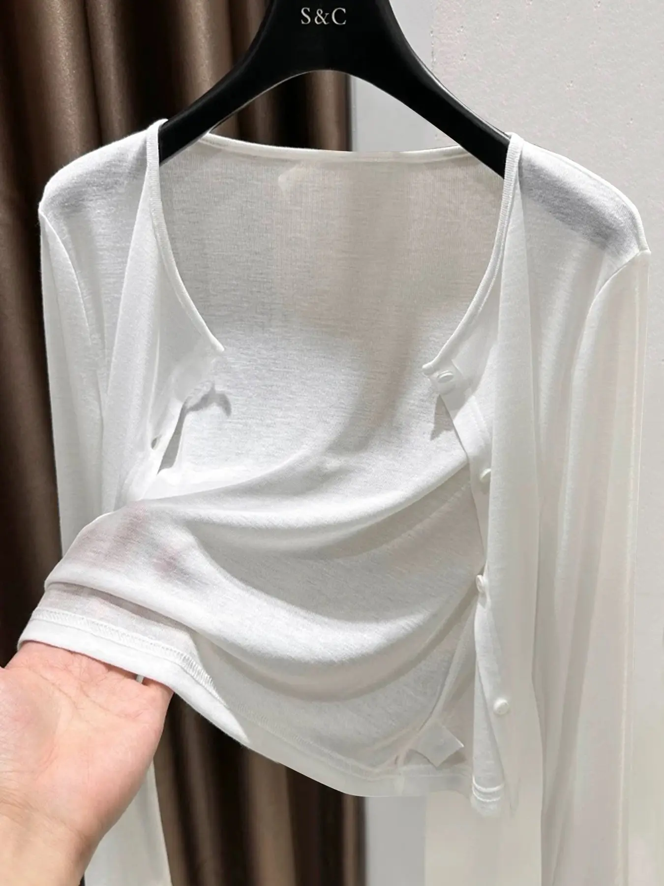 Spring Summer Outerwear Multicolor Shawl Thin Knit Long Sleeve Small Coat Cardigan for Women, Lightweight Stylish Fashion Accessory