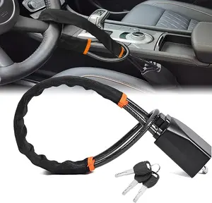 DualGuard Automotive Steering Wheel & Seat Belt Lock - 17" Universal Anti-Theft Device for Vehicles, SUVs, Golf Carts, Compact Lightweight Security Lock with Multi-Function Keys (Black), Car Interior Accessory