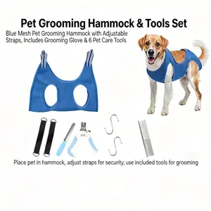 Grooming Hammock for Small to Medium Cats & Dogs – Adjustable Pet Grooming Sling with Safety Straps, Portable Bathing & Nail Trimming Restraint Aid（Without a fixed base）