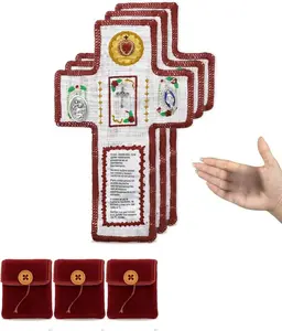 3Pcs Prayer Quilt with Cross Inside,Mini HandcraftedPocket devotional,Portable Pocket Shrine Catholic,Christian Gifts for Catholic Women(Small,Spanish)