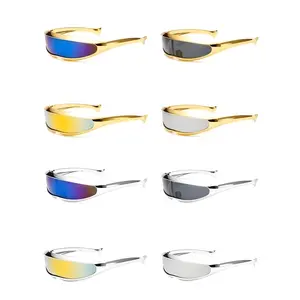 2026 Unisex Futuristic Flat Top Sunglasses Y2K Techwear Shield Shades with Sleek One-Piece Frame Lightweight UV Protection Fashion Eyewear for Daily Wear Street Style Travel & Outdoor Activities