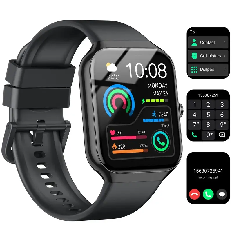 Smart Watch for Men & Women, 1.83" Touch Screen Fitness Tracker, Activity & Step Monitor, Message Notifications, Multiple Sports Modes, Compatible with iOS & Android Devices