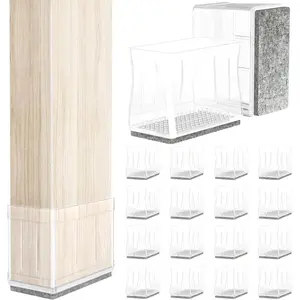 1" x 1.5" Rectangle Chair Leg Protectors for Hardwood Floors Silicone Covers to Protect Wood Tile Floors Felt Pads Furniture Leg Caps Reduce Noise.Easy to Move.16 PCS Clear.