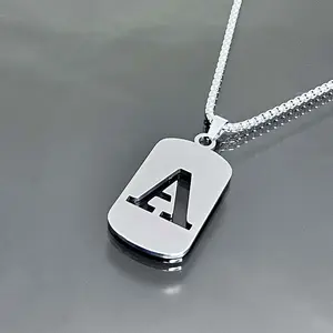 26 English alphabet necklace with openwork pendant, a men's everyday gift.