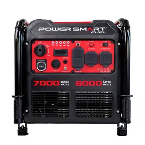 7000-Watt Open Frame Inverter Generator, Electric Start Portable Generator for Home Backup & RV Camping - Gas Powered, 120V/240V Dual Voltage, Clean Power for Sensitive Electronics