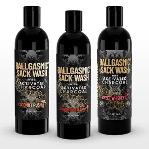 Ballgasmic Sack Wash for Men 3-Pack with Activated Charcoal 8oz | Deep Clean, Odor Control & Fresh Scent | Coconut Rush, MVP & Strawberry Lollipop
