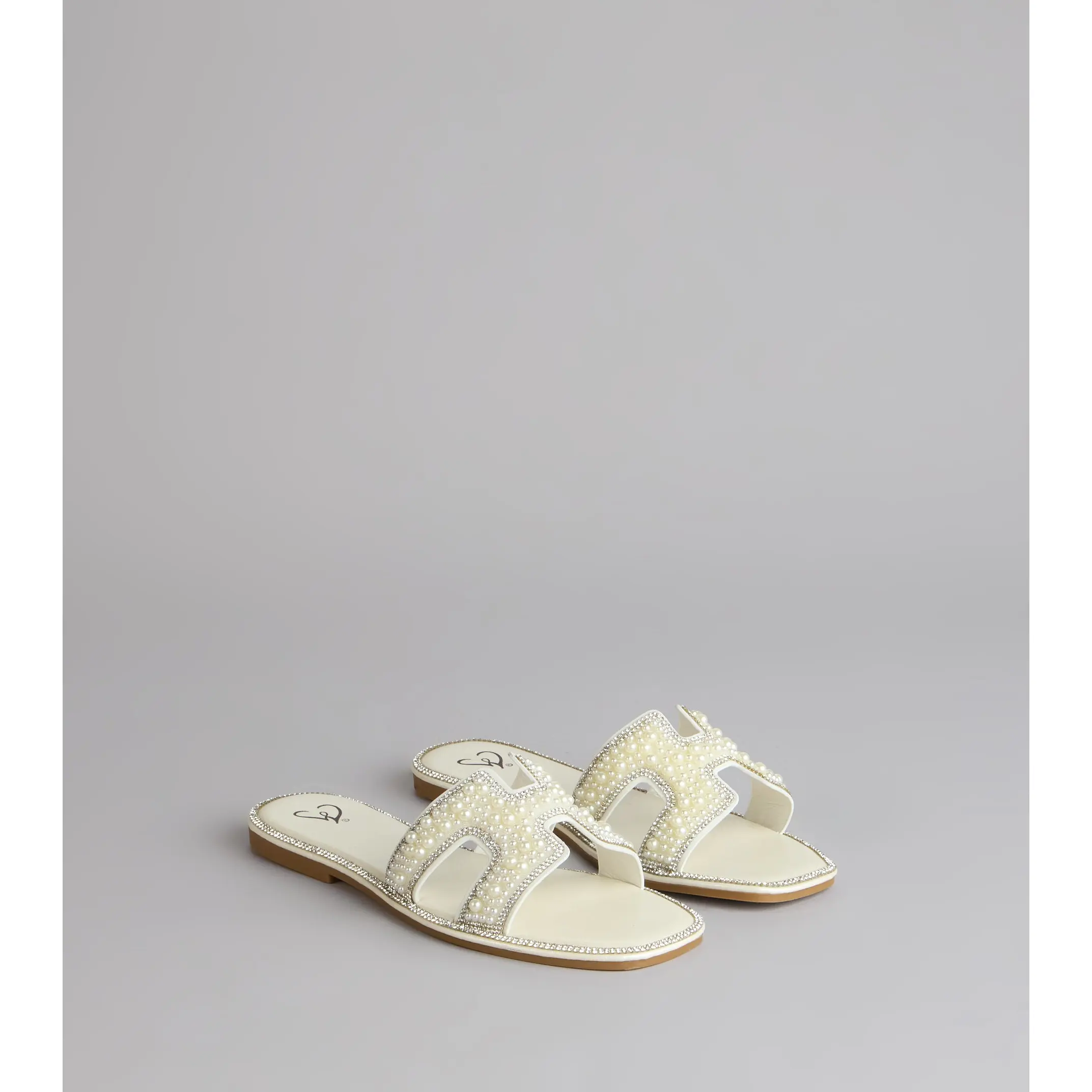 I Do Glam Faux Pearl Rhinestone Sandals