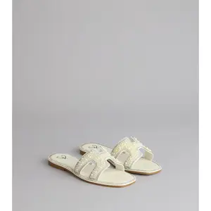 I Do Glam Faux Pearl Rhinestone Sandals