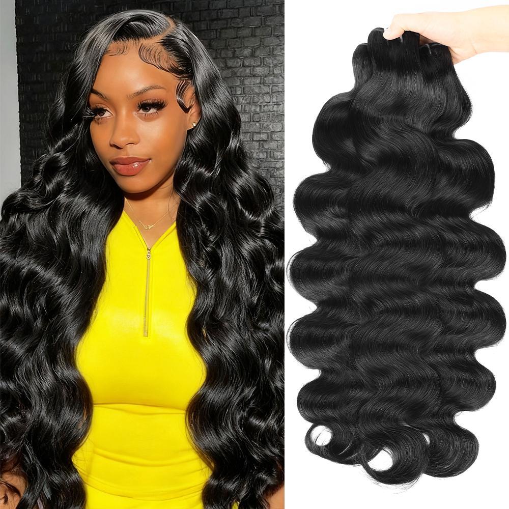 AMA Raw Body Wave Bundles 15A Grade Unprocessed Straight Human Hair Bundles With Closure 2x6 Inch Quick Weave Extensions SpringStatements