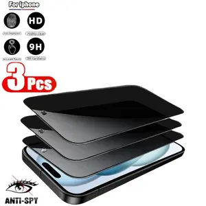 3-pack screen privacy protector, compatible with iPhone 17 Pro Max, 16, 16E, 17 Air, 14, 15, 13 Pro Max, providing privacy protection, explosion-proof, anti-fingerprint and anti-sweat features, full-screen coverage with 9H hardness, anti-peeping film