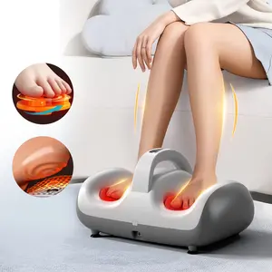 Foot Vibration Massager with Heat Option for Calf and Foot Therapy - Multi-Function Shiatsu, Rolling, and Kneading for Deep Tissue Relief - Ideal for Home and Office Use - White Foot Spa Machine