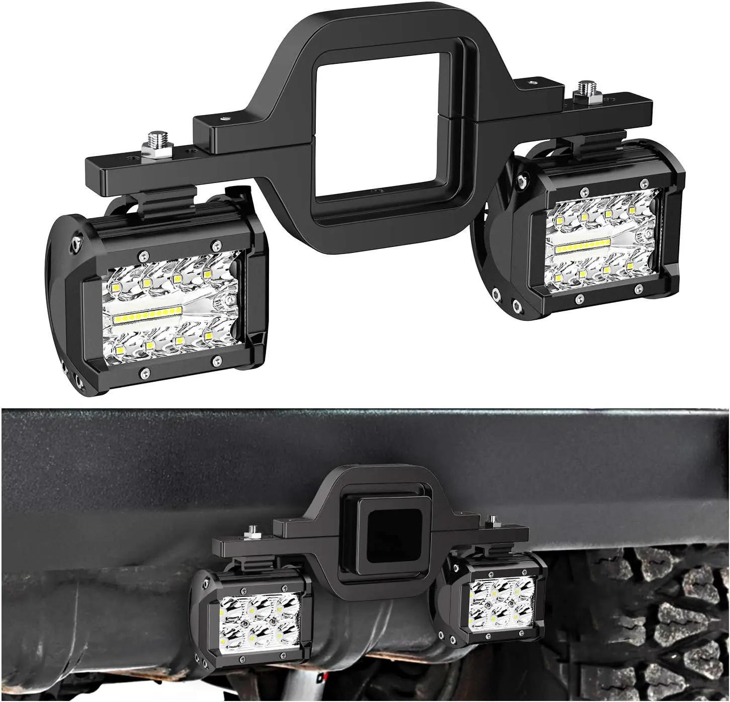 Nilight 2 Pcs 4-Inch 60W LED Pods with 2-Inch Tow Hitch Mounting Brackets, Waterproof LED Backlights, Vehicle Accessories for Pickup Trucks, ATVs fathersdaygift, Car Led Lights, Cars Accessories,car accessories