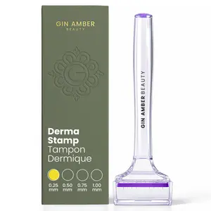 Gin Amber Beauty Derma Stamp (0.25mm) - 80 Stainless Steel Needles, Microneedling Device, Serum Absorption, For Sensitive Skin, Safe and Painless