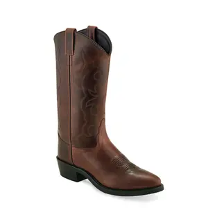 Old West Brown Mens Leather 13in Cowboy Boots