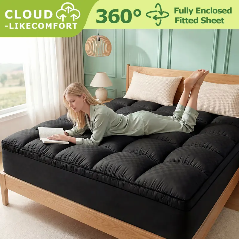 【Deals For You Days】 Extra Thick Mattress Topper,Soft & Supportive Bed Pad with 8-21'' Deep Pocket,Breathable Plush Cover,Machine Washable Cooling Organic Cotton Grounding Sheets cool  bed  accessories Ships compressed, fluff before