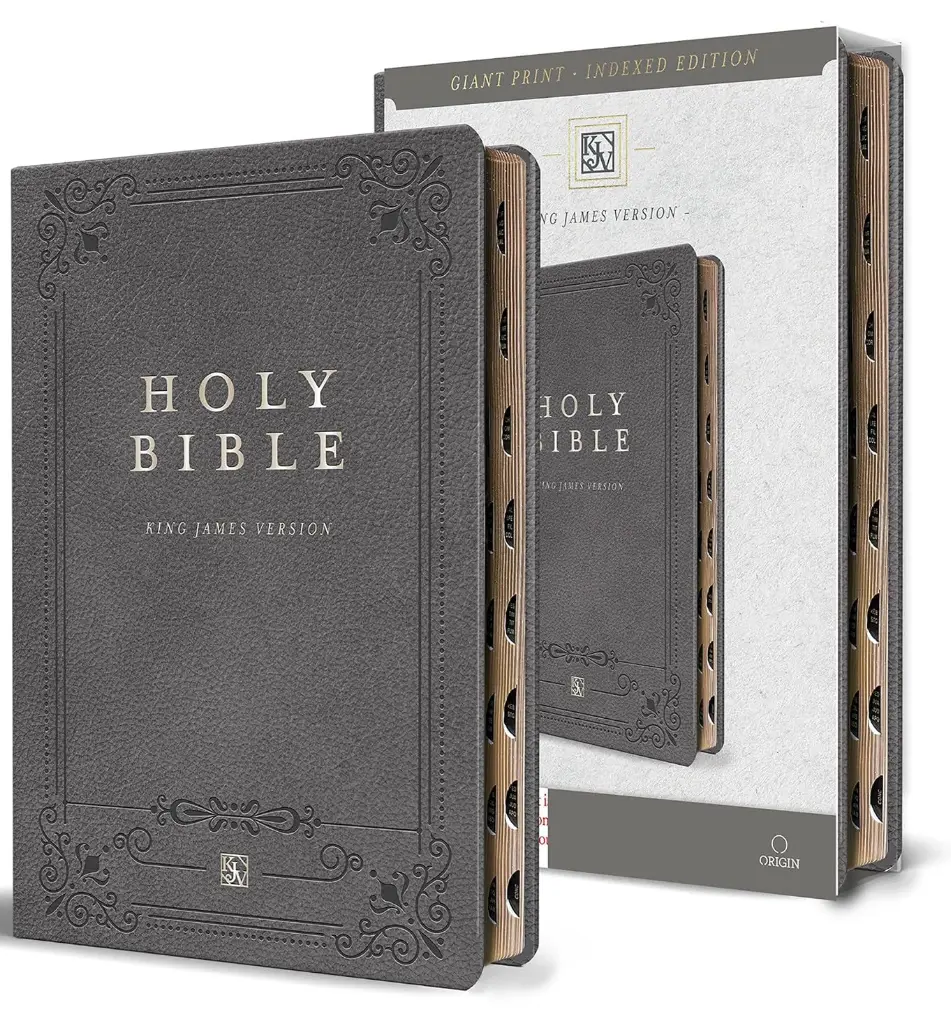 KJV Holy Bible, Giant Print Thinline Edition, Large Format, Gray Premium Imitation Leather, Red Letter, Thumb Index, Ribbon Marker (KJV Large Size Giant Print Editions)