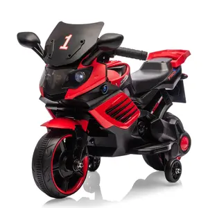 6V Kids Motorcycle, Electric Ride On Car Toy with Training Wheels, Working Headlight, Horn & Music, for Toddler Kids Boys Girls Ages 3-6, Red