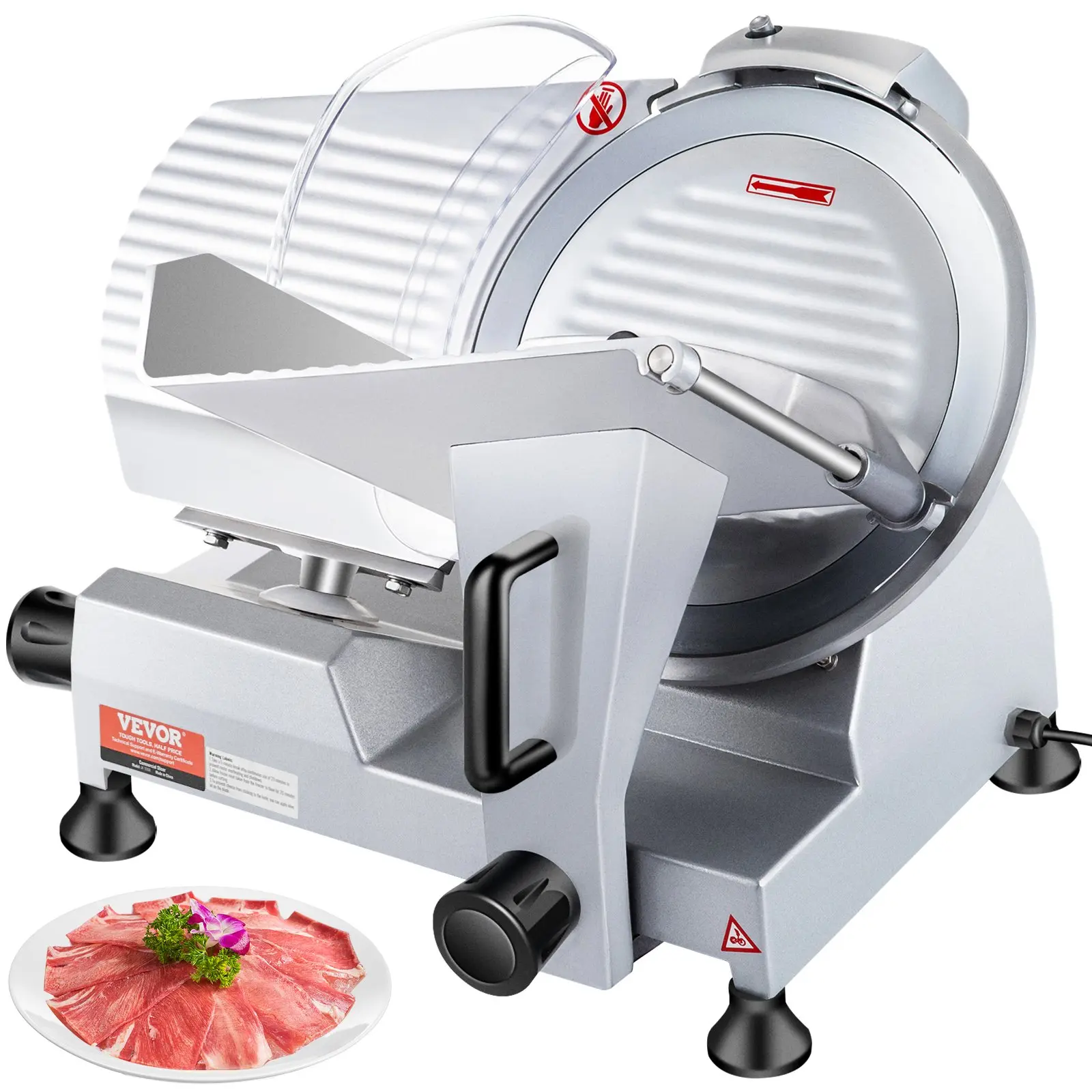 【Summerfinds】VEVOR Commercial Meat Slicer Max. 320W 12-inch Carbon Steel Blade Electric Food Slicer350-400RPM Electric Deli Food Slicer0-0.6 inch Adjustable Thickness for Commercial and Home UseMeatCheesesBread, Slicing Machine, Non-Slip, Handles Frozen M