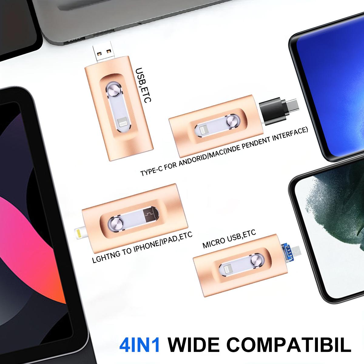 3 in 1 Flash Drive, High-Speed USB 3.0 OTG Pen Drive with Type-C Adapter, External Storage USB Stick Photo Stick for Phone, Pad, Android, PC and More Devices