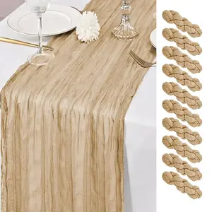 10-Pack Dusty Cheesecloth Table Runners – Long Boho Style for Bridal Showers, Baby Showers, Birthday Parties, and Table Decor; Suitable for Thanksgiving and Christmas