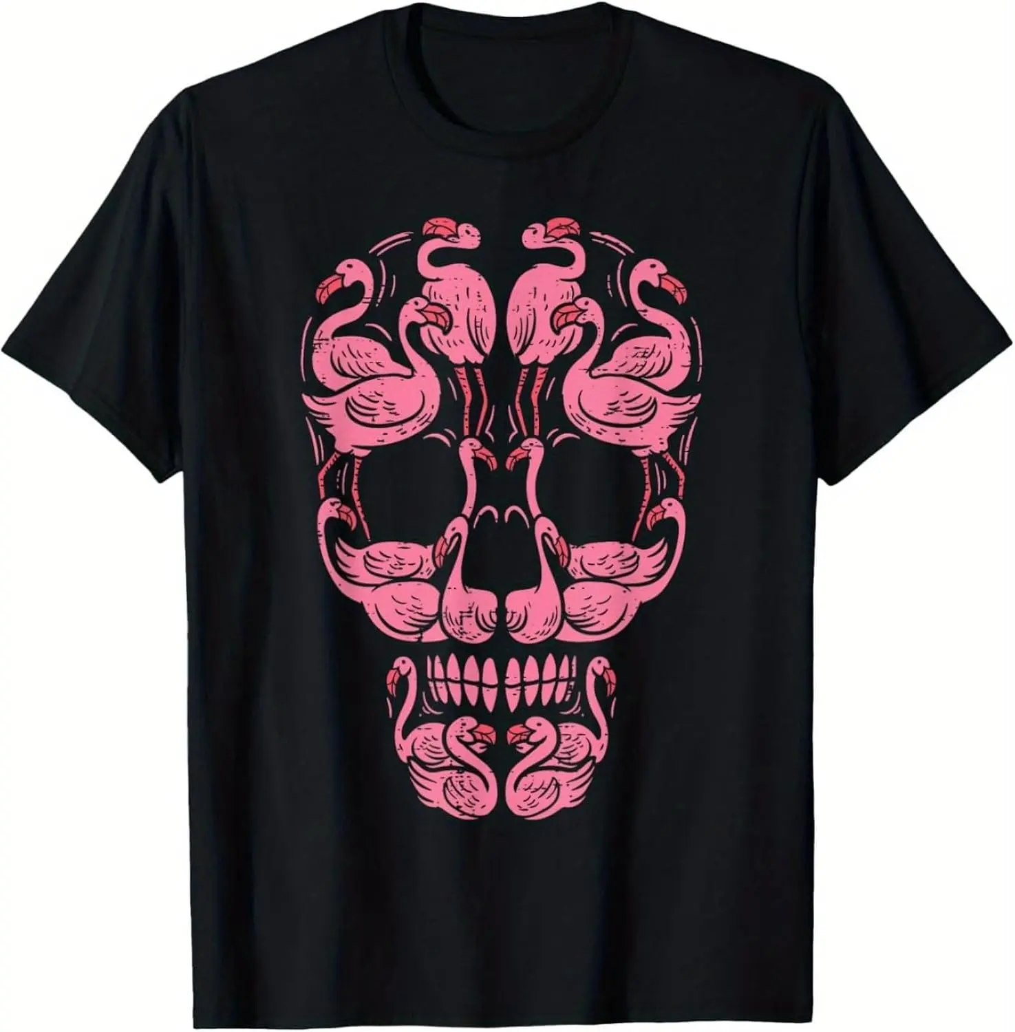 1pc Pink Flamingo Skull T-shirt | , Flamingo Skull Print | Unisex | Halloween & Breast Cancer Awareness | Unique design, supports public welfare