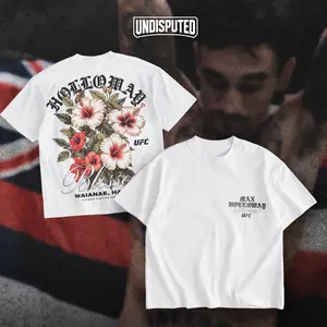 UNDISPUTED Max Holloway "Blessed" Hawaii Hibiscus UFC Heavy Cotton Shirt BMF Tshirt UFC Hoodie Sweater Fan Apparel Menswear Direct-to-garment Breathable Printing