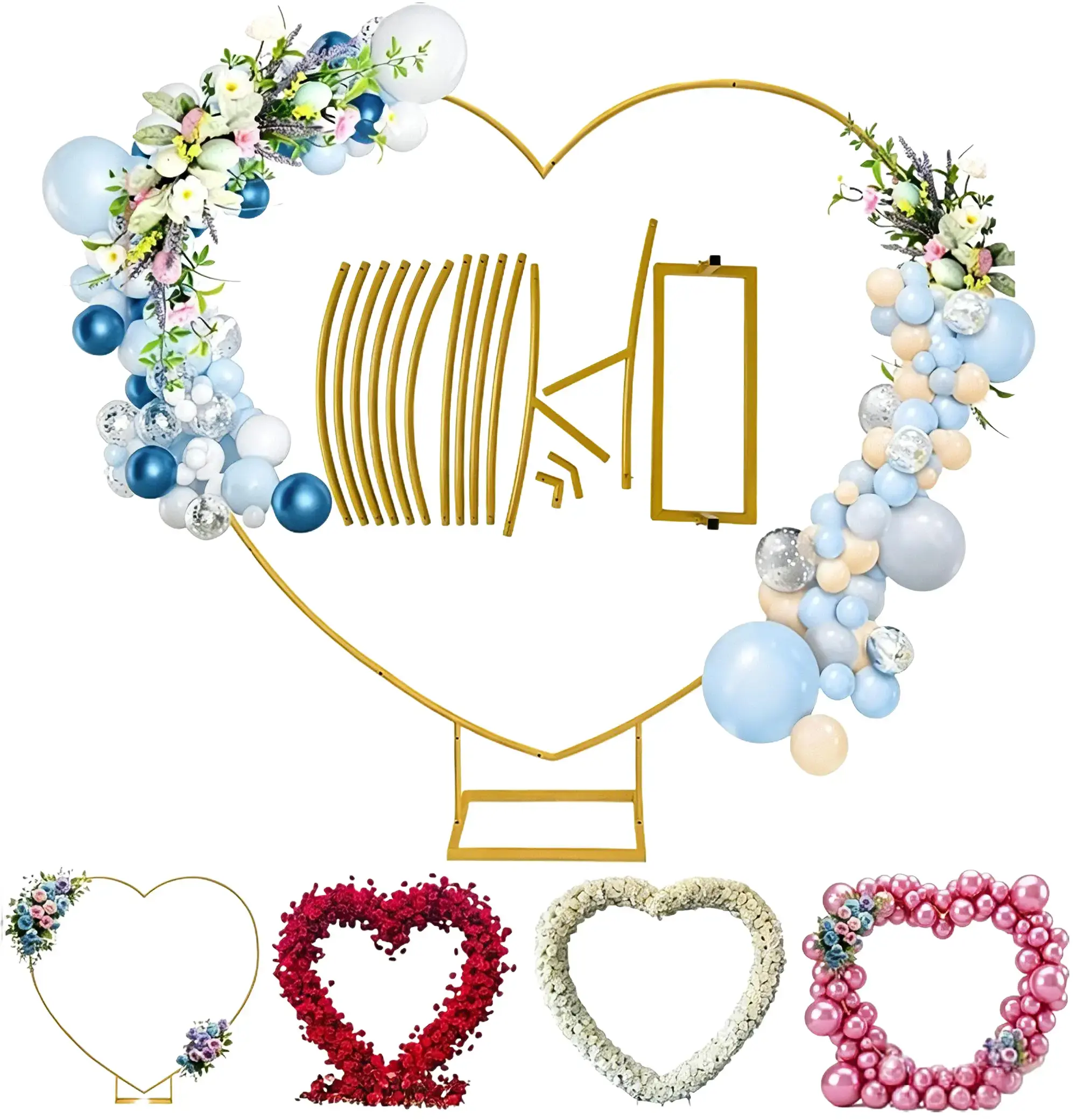 Heart Shaped Metal Balloon Arch Kit,6.6ft Wedding Heart Arch Backdrop Stand,Wedding, Valentine’s Day, Bridal, Birthday Party Decorations